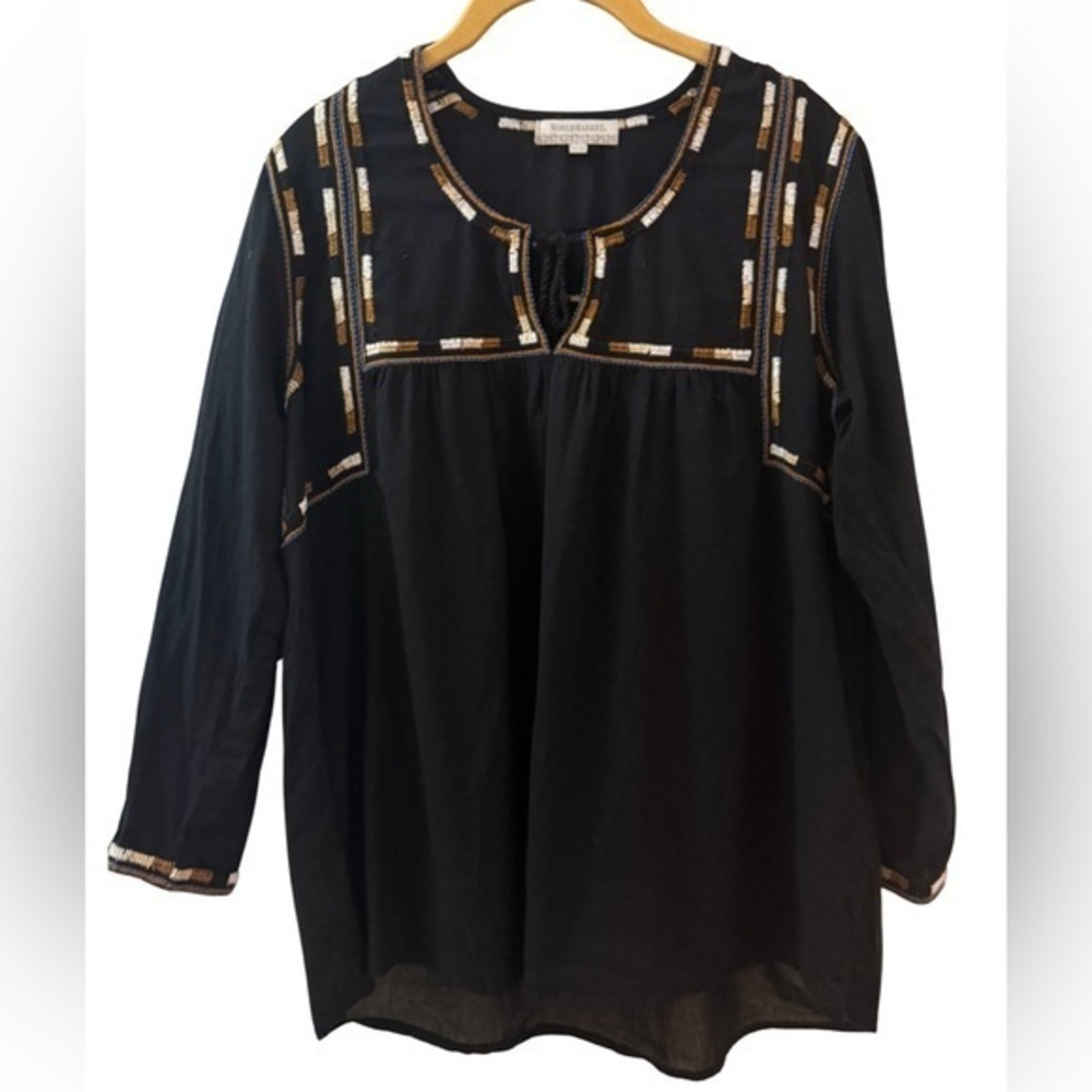 World Market Embroidered Boho Peasant Top Size Small/Medium